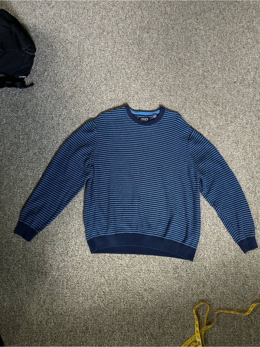 Champs Navy and Light Blue Striped Crewneck Sweater